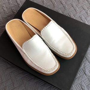 White leather Ferragamo mules